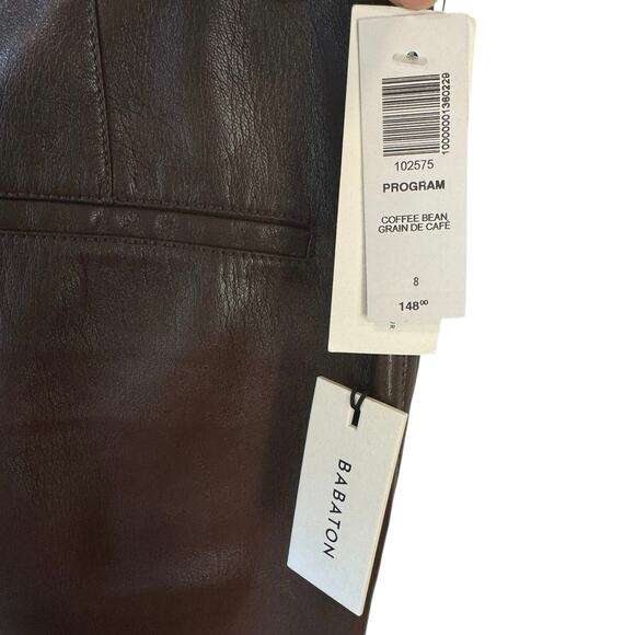 NWT BABATON ARITZIA Program Pants Coffee Bean Brown Sz 8 Faux Leather High Rise - Picture 4 of 10